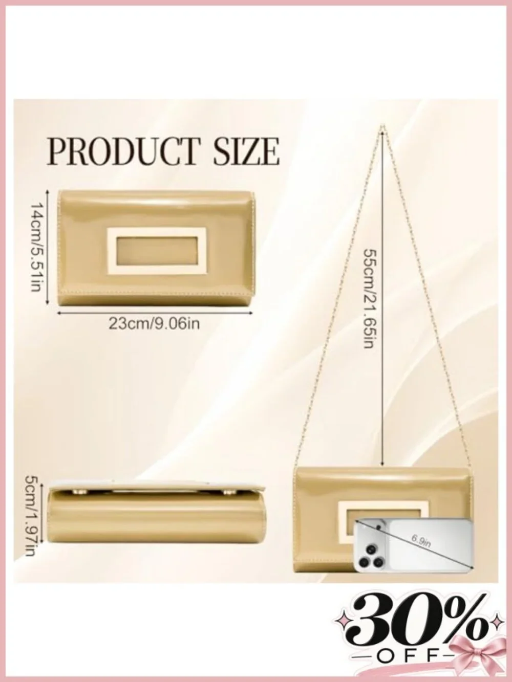Glossy Patent Leather Evening Clutch with Chain Strap for Wedding Party Prom